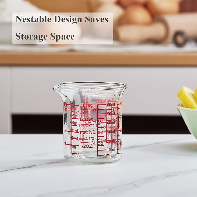 Ackers 4-Piece Glass Measuring Cup Set, Borosilicate Beaker Style Nesting - Image 6