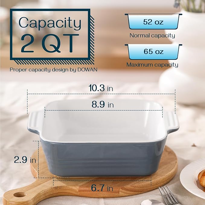 DOWAN 8x8 Baking dish, Square Baking Pan, Ceramic Casserole Dishes - Image 2