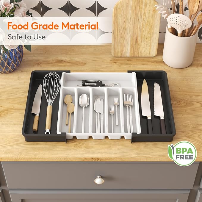 Lifewit Silverware Drawer Organizer, Expandable Utensil Tray - Image 7