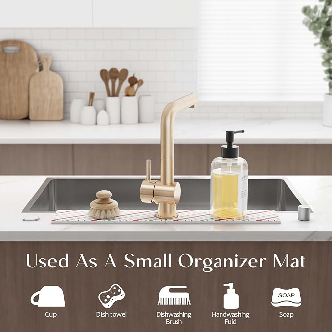 Stone Faucet Mat for Kitchen Sink, Diatomite Drying Stone Mat for Kitchen - Image 4