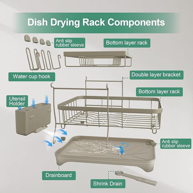 Dish Drying Rack, 2-Tier Dish Drying Rack - Image 7