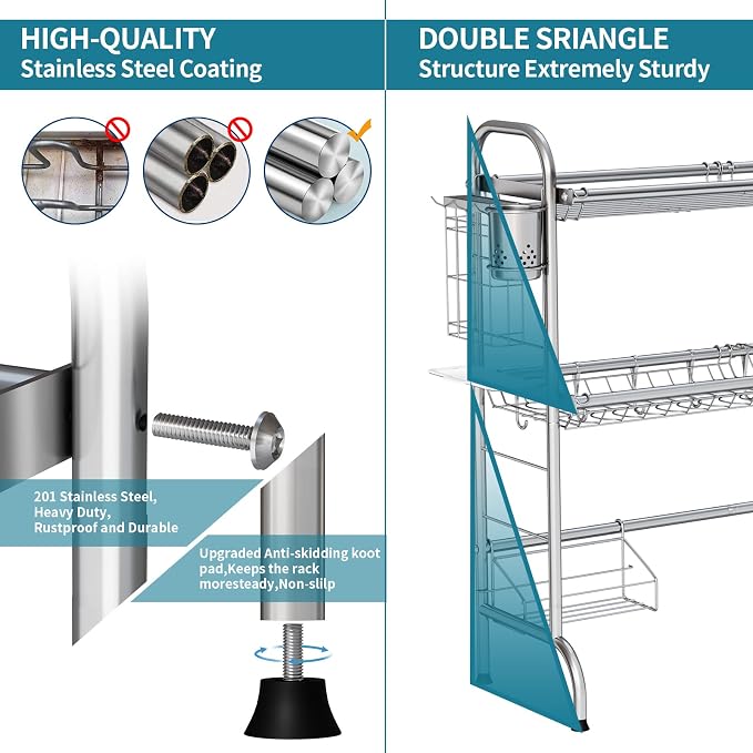 HOWDIA Stainless Steel 2-Tier Over The Sink Dish Drying Rack - Image 7