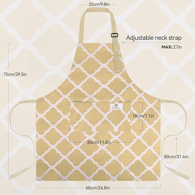 2 Pieces Aprons for Women with Pockets, Cotton Linen Waterproof Kitchen Cooking - Image 2