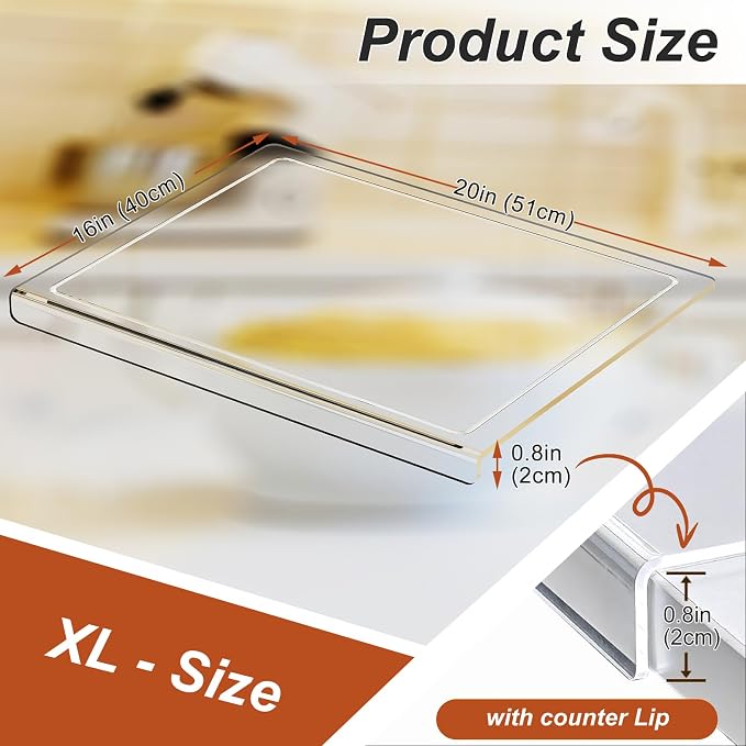 JJL Acrylic Cutting Board with Counter Lip, 20 x 16 Inches, Food-Grade - Image 6