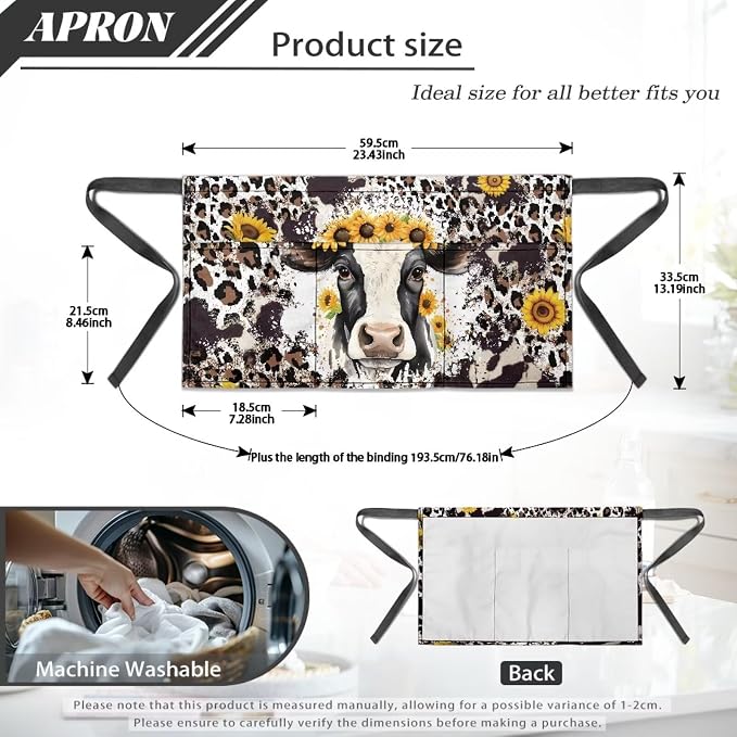 Server Apron with 3 Pockets, Waterproof Oil Waitress Waiter Half Apron - Image 7