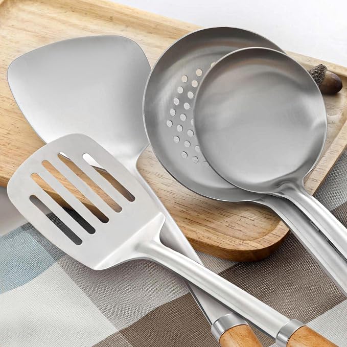 Pleafind 4-Pcs Cooking Utensils Set, Stainless Steel Kitchen Utensils - Image 4