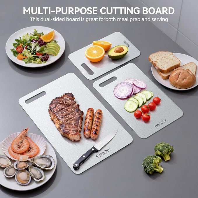 Titanium Cutting Boards, 100% Pure Titanium Kitchen Cutting Board, Double-Sided - Image 2