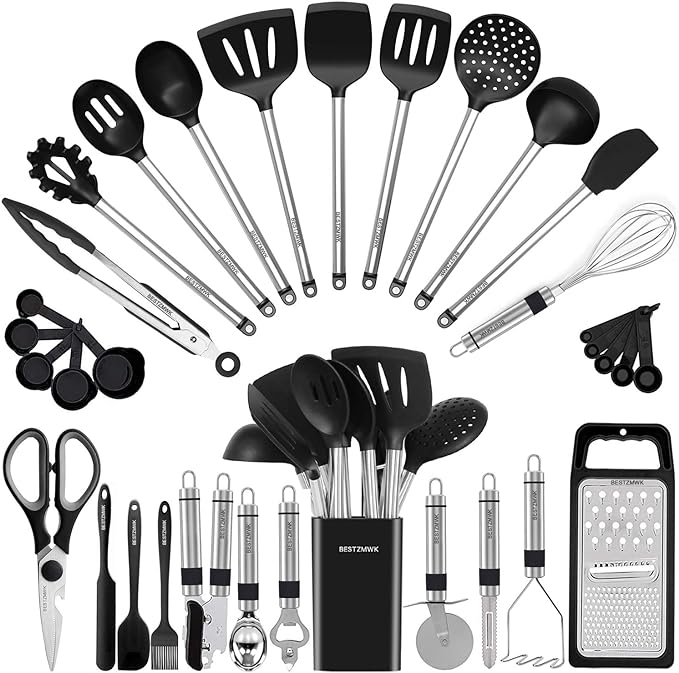 Kitchen Utensil Set-Silicone Cooking Utensils-33 Kitchen Gadgets & Spoons by BESTZMWK