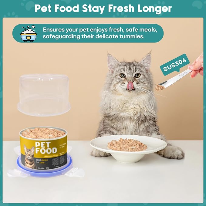REFLYING Canned Cat Food Storage Lids, Reusable Airtight Can Cover Pet Food - Image 5