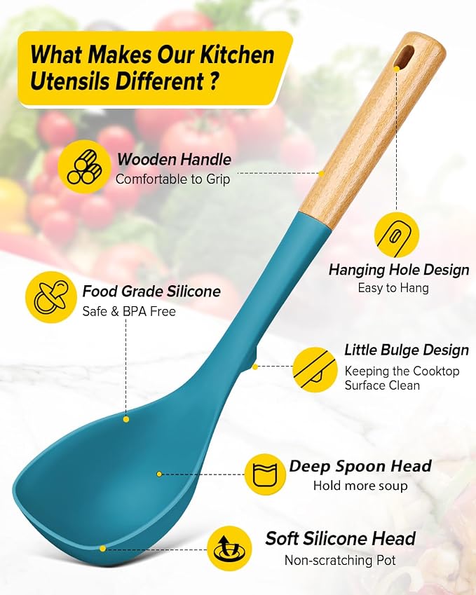 Silicone Soup Ladle and Spaghetti Spoon Set - Image 2