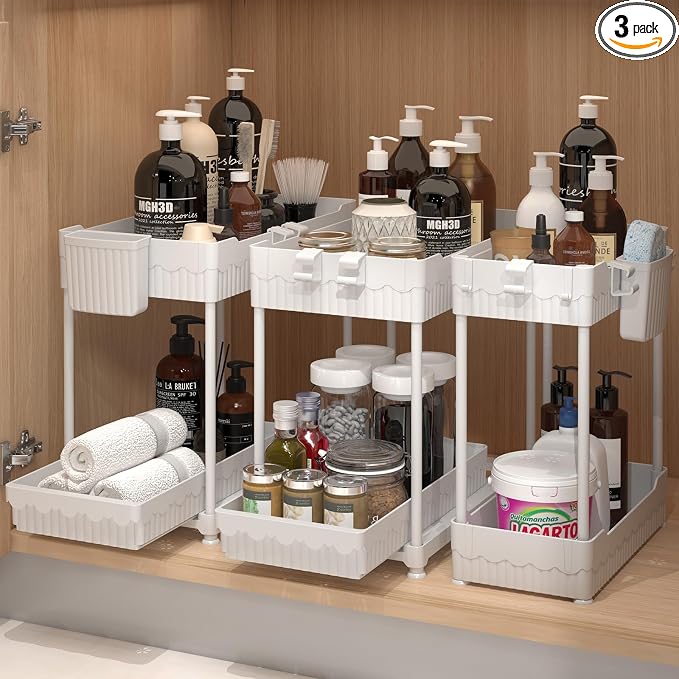 Sevenblue 3 Pack Under Sink Organizers, 2-Tier Multi-Use Kitchen and Bathroom by Sevenblue