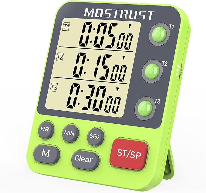 Digital Dual Kitchen Timer, 3 Channels Countdown Triple Timer by MOSTRUST