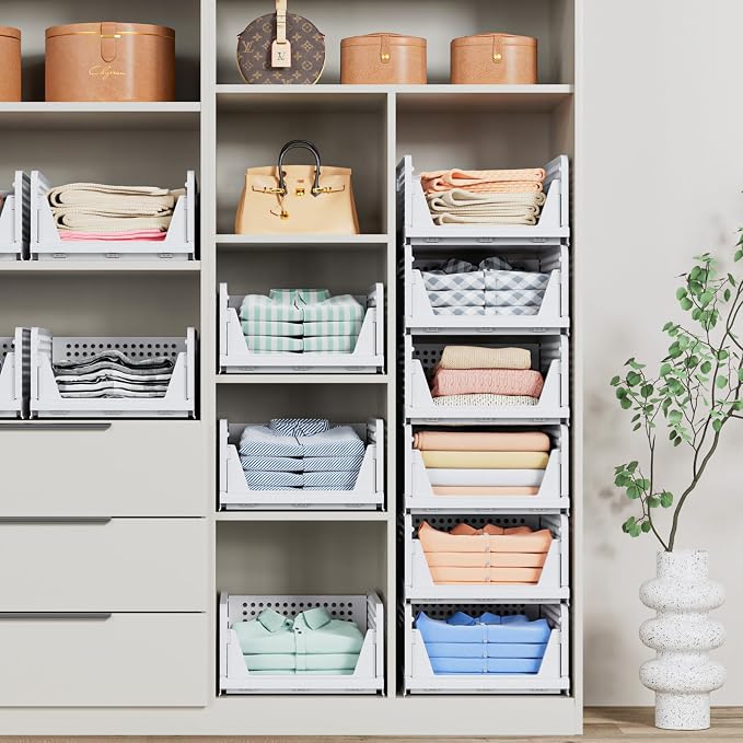 4 Pack Stackable Closet Storage Basket - Image 2