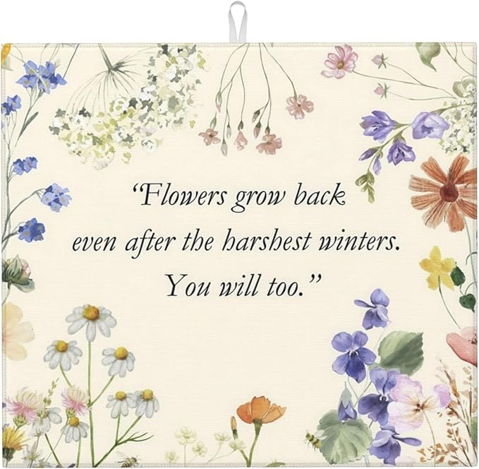 Inspirational Flower Language Dish Drying Mat 16x18 Inch, Microfiber Absorbent by Unknown