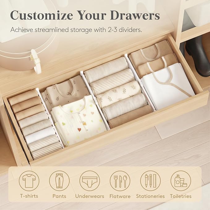 Lifewit Drawer Dividers for Clothes, 3.2" Tall 10.5"-16.5" Expandable Dresser - Image 8