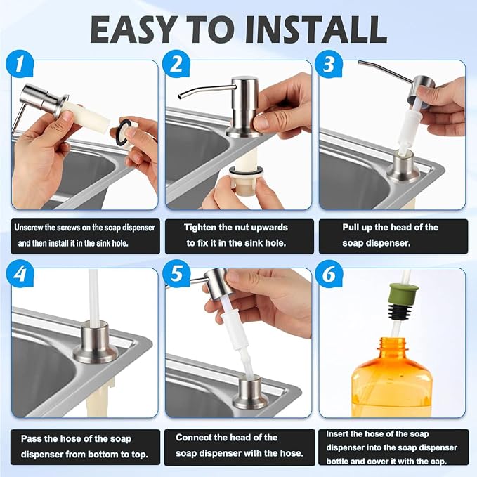 Soap Dispenser for Kitchen Sink, Stainless Steel Countertop Dish Soap Dispenser - Image 4