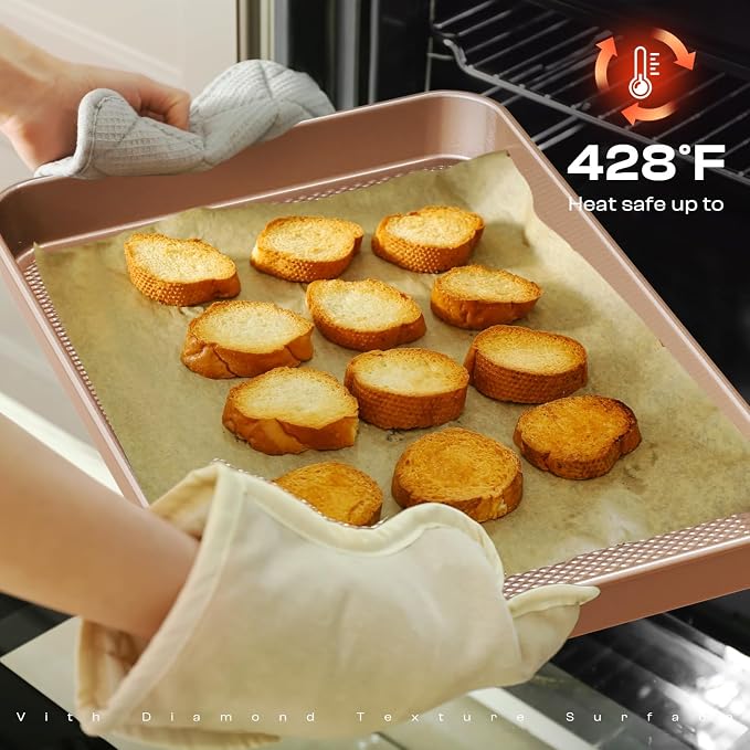 3Pcs Baking Sheet Pan Set, Large Nonstick Cookie Sheets Set, Jelly Roll Pans - Image 5