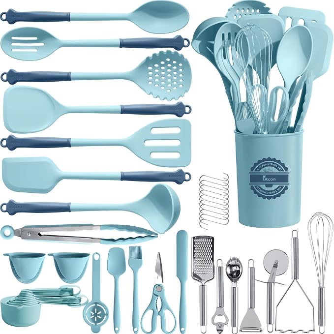 Kikcoin 43Pcs Large Kitchen Utensils Set by Kikcoin