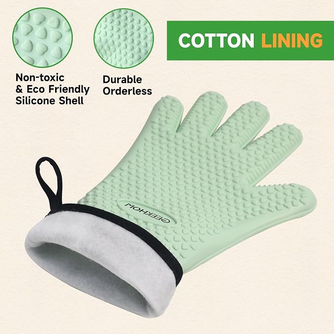 GEEKHOM BBQ Gloves Heat Resistant Oven Mitts - Image 6