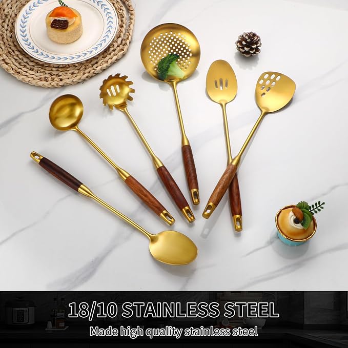 Izurok 18/10 Stainless Steel Kitchen Utensils Set, 6 Piece Cooking Utensils - Image 7