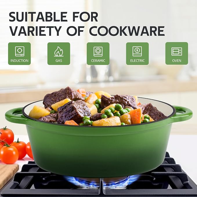 5.5 Quart Oval Enameled Cast Iron Dutch Oven Pot - Image 6