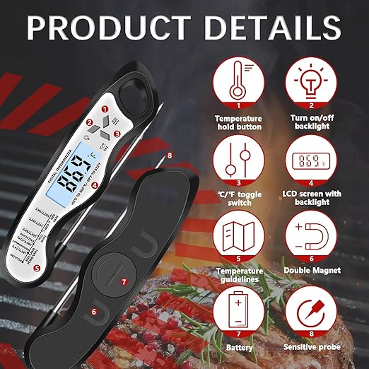 Meat Thermometer Digital，IP67 Waterproof Cooking Thermometer - Image 3