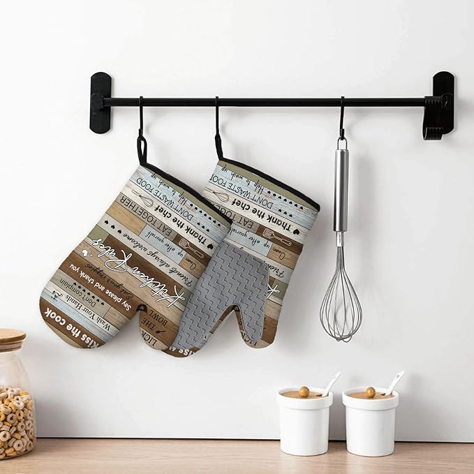 Kitchen Rules Oven Mitts and Pot Holders 3PCS, Funny Kitchen Rules Oven Mitts - Image 6
