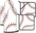 Baseball Oven Mitts and Pot Holders Sets Heat Resistant 4Pcs Potholders Oven by ANTJOO