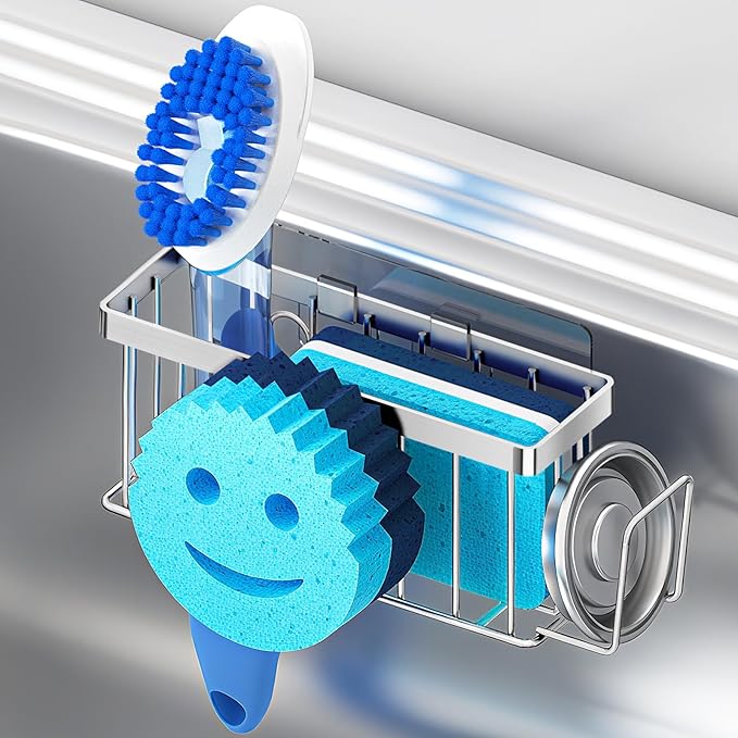 MURLONG Sponge Holder for Kitchen Sink, Sink Caddy Smiley Face, 4-in-1 Sponge by MURLONG