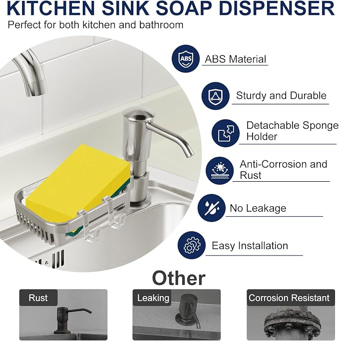 Soap Dispenser for Kitchen Sink, Built in Sink Soap Dispenser Pump - Image 4