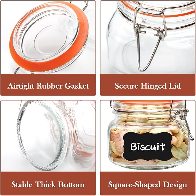 16 oz Glass Jars With Airtight Lids And Leak Proof Rubber Gasket, Wide Mouth - Image 3
