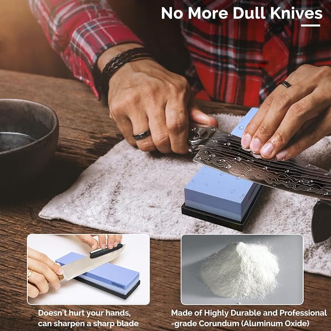 Intelitopia Complete Knife Sharpening Stone Set – Dual Grit Whetstone 400/1000 - Image 3