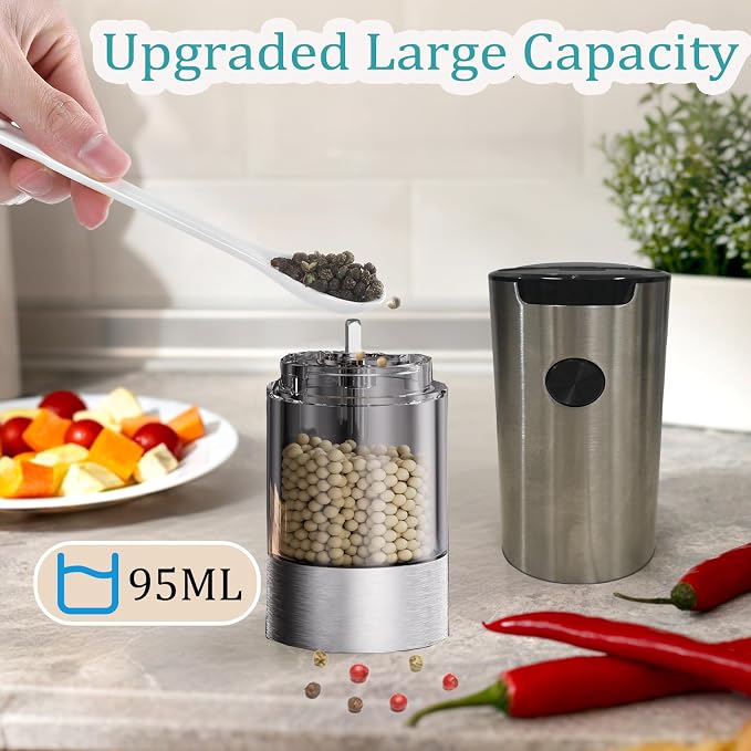 Electric Salt and Pepper Grinder Set, Automatic Salt Pepper Mill Grinder - Image 5