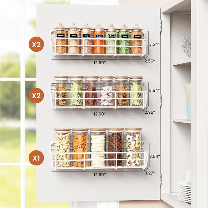 Mystozer 5 Pack Spice Rack Seasoning Organizer Wall Mount, Kitchen Organization - Image 3