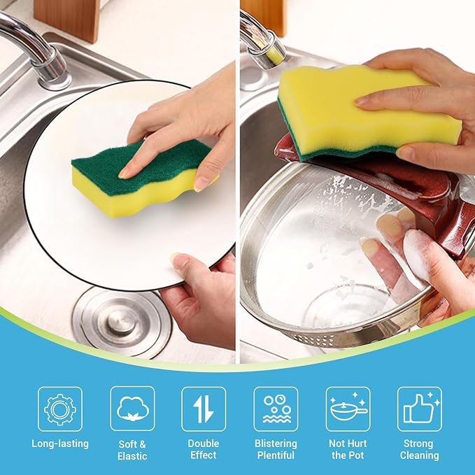 AIDEA Sponges Kitchen, 24 Pack Heavy Duty Dish Sponge, Cleaning Dish Scrubber - Image 2
