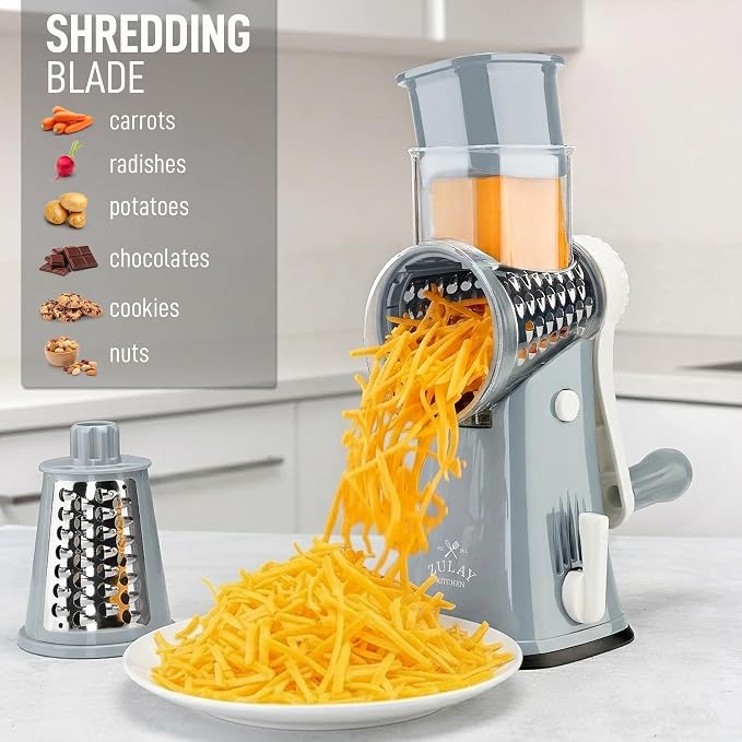 Zulay Kitchen Rotary Cheese Grater 5 Blade Cheese Shredder - Image 3