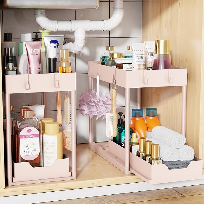 Simple Trending Under Sink Organizer 2 Pack, Sink Pull-Out Sliding Storage by SimpleTrending