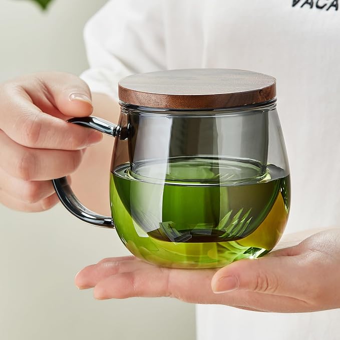 17 OZ Glass Tea Cup with Infuser and Lid, 500 ML Large Borosilicate Teacup - Image 7