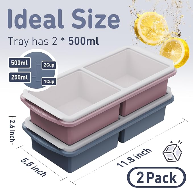 Silicone Freezer Tray with Lid Soup Freezer Container Molds with Steel - Image 2