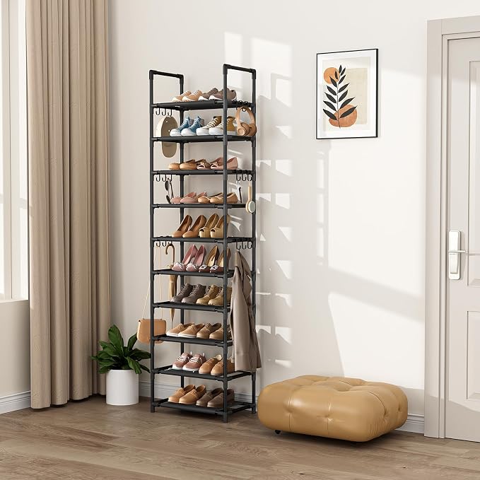 VTRIN 10 Tiers Tall Shoe Rack Holds 20-25 Pairs of Shoes Sturdy Vertical Shoe - Image 7