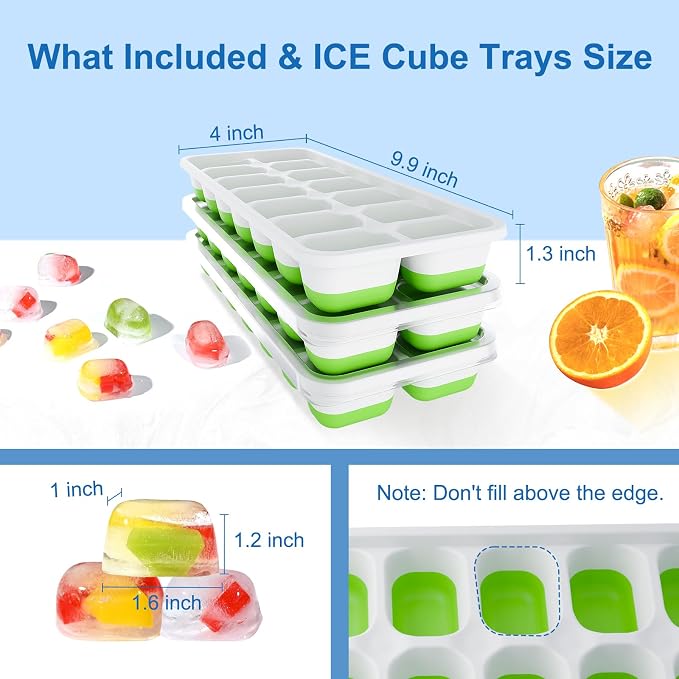 Ice Cube Tray, Ice Cube Trays for Freezer 3 Pack - Image 7