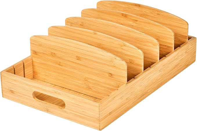 Umilife Extra Large Kitchen Cabinet & Drawer Organizer, Bamboo Lid Holder by Umilife