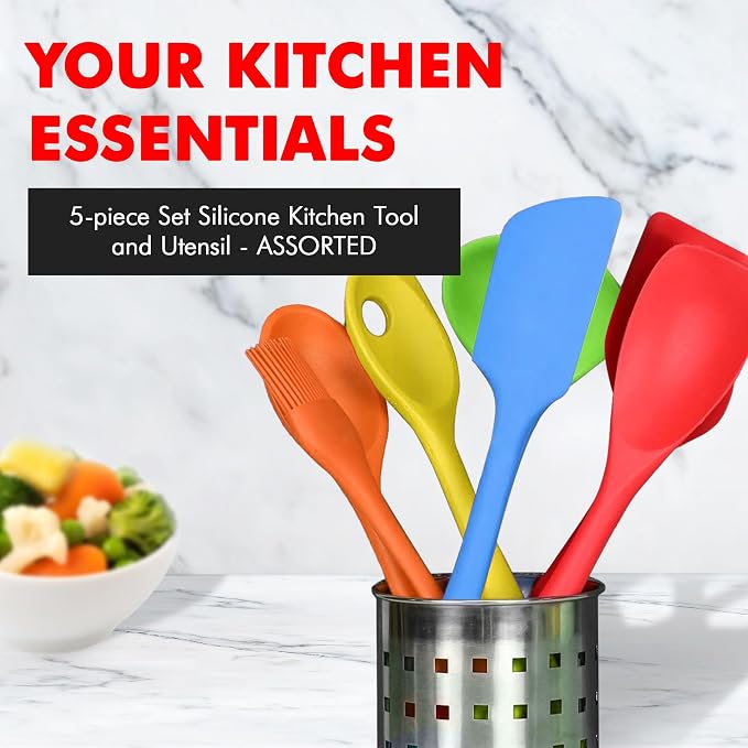 Chef Craft 5 Piece Multicolored Premium Silicone Kitchen Tool Set - Image 2