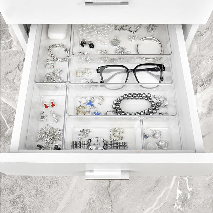 Manalete Drawer Organizers Set of 65, 4 Sizes Clear Plastic Drawer Organizers - Image 6