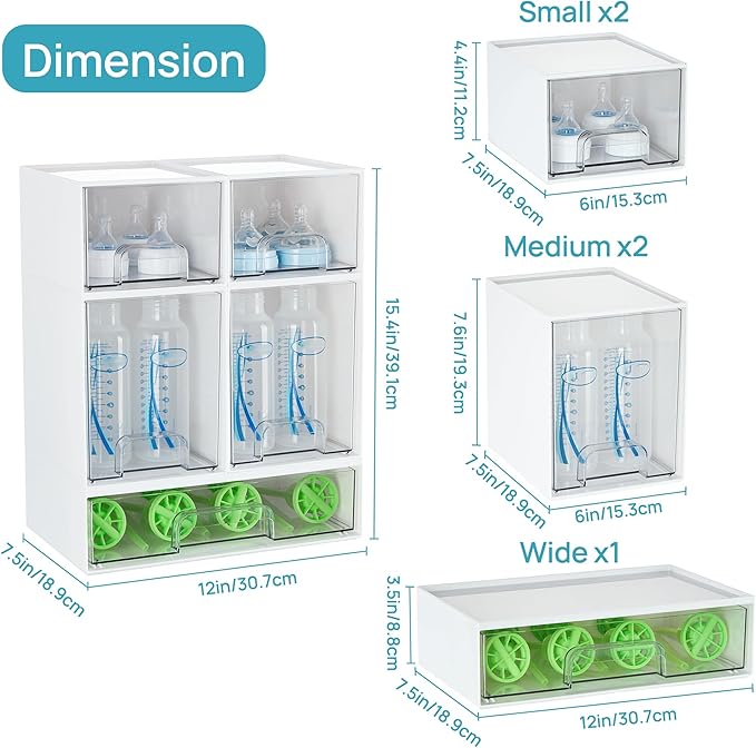Vtopmart Stackable Storage Drawers Set of 5, Plastic Organizer Bins - Image 3