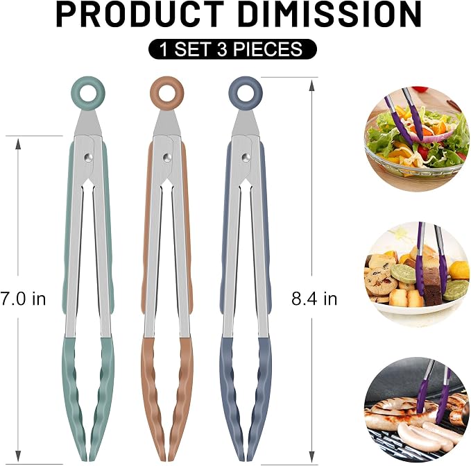 Hotec Mini Silicone Kitchen Tongs - Image 3