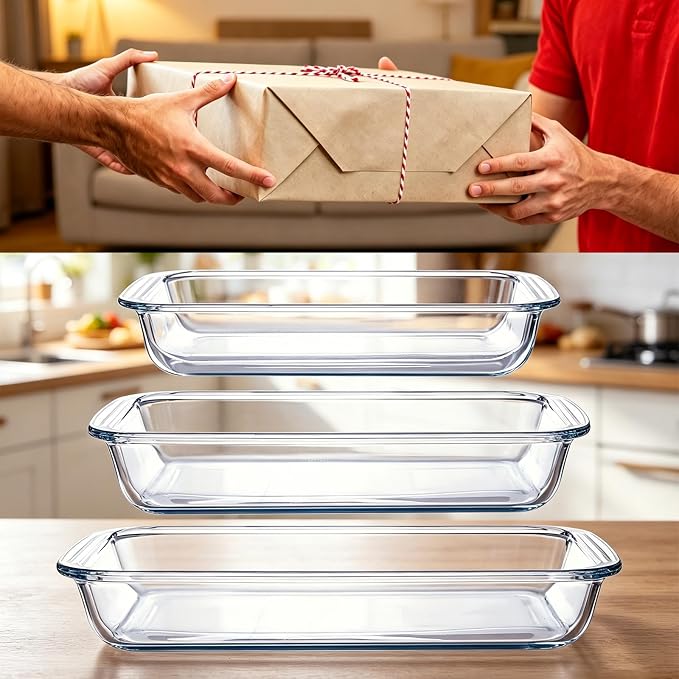 High Borosilicate Glass Baking Tray 3-Piece Set, 2.3 Quarts+1.6 Quarts+1.0 - Image 8
