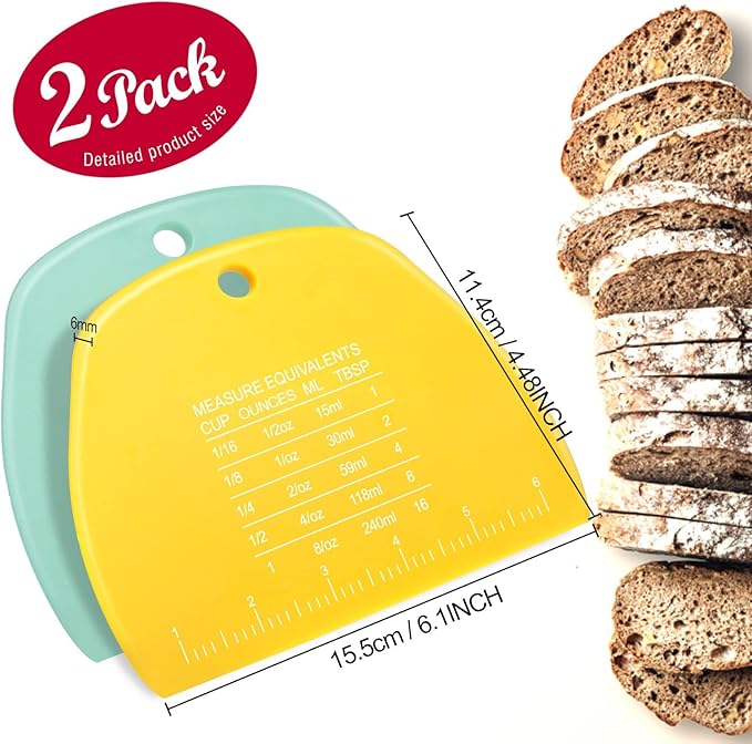 Teenitor 2 Pieces Dough Cutter, Bench Scraper Plastic, Sourdough Scraper - Image 2