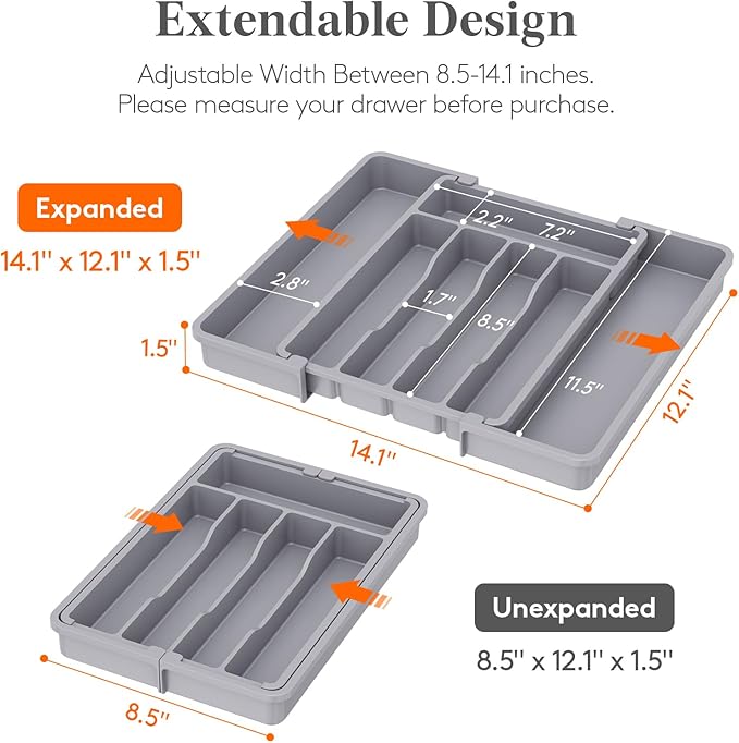 Lifewit Silverware Drawer Organizer, Expandable Utensil Tray - Image 2