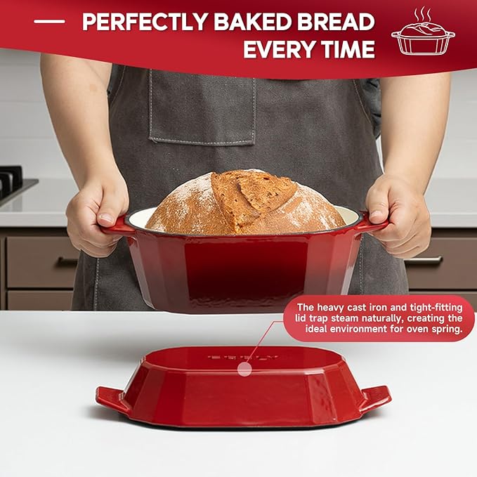 Enameled Cast Iron Dutch Oven for Bread Baking – 3QT Oval Round Heavy Duty - Image 7